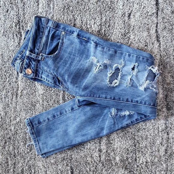 AEO acid washed distressed ankle jegging super stretch - Picture 8 of 8